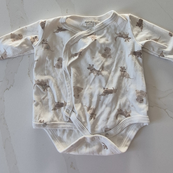 Rabbit + Bear White Baby Onesie with Doggie Dogs Animal Print - Picture 1 of 5